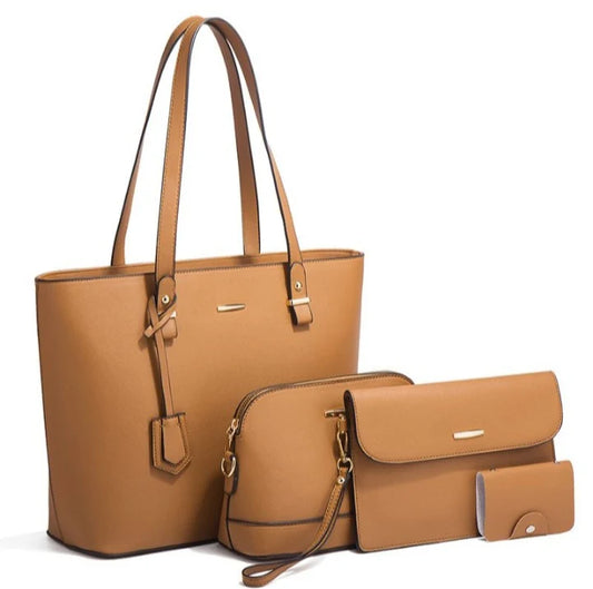4 Piece Handbag Set - Brown
