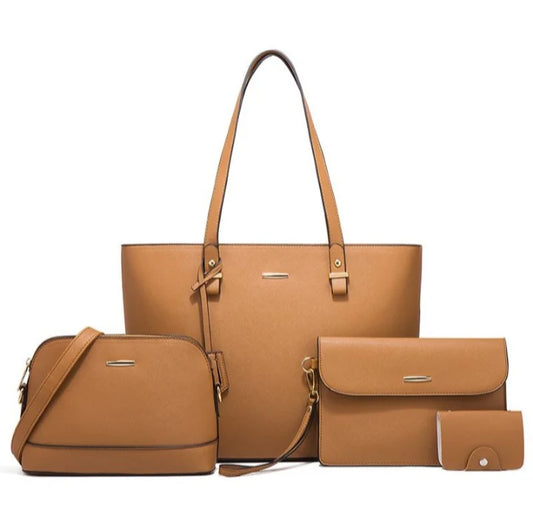 4 Piece Handbag Set - Brown