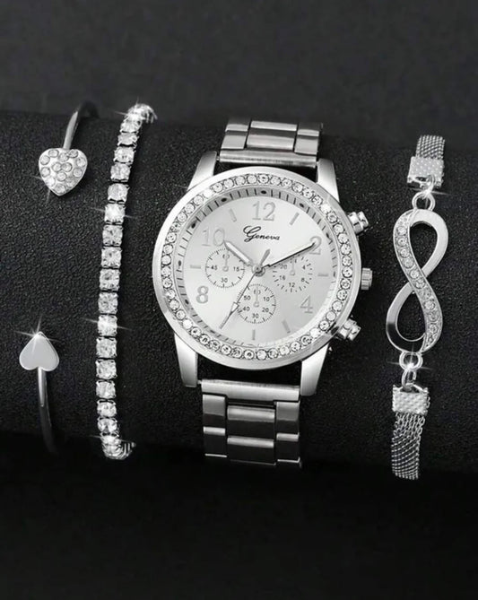 4 Piece Silver Watch Set